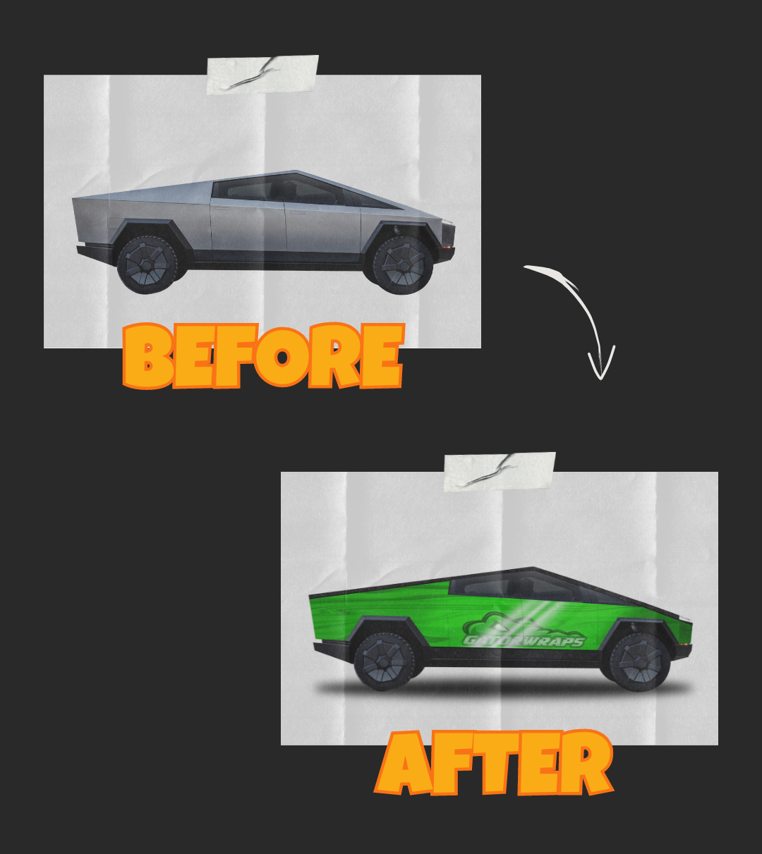 before after cybertruck design